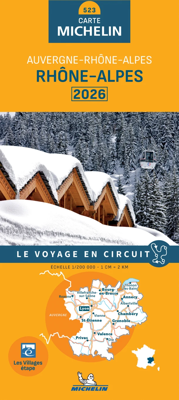 Michelin Wegenkaart 523 Rhone-Alpes 2026 – boek cover