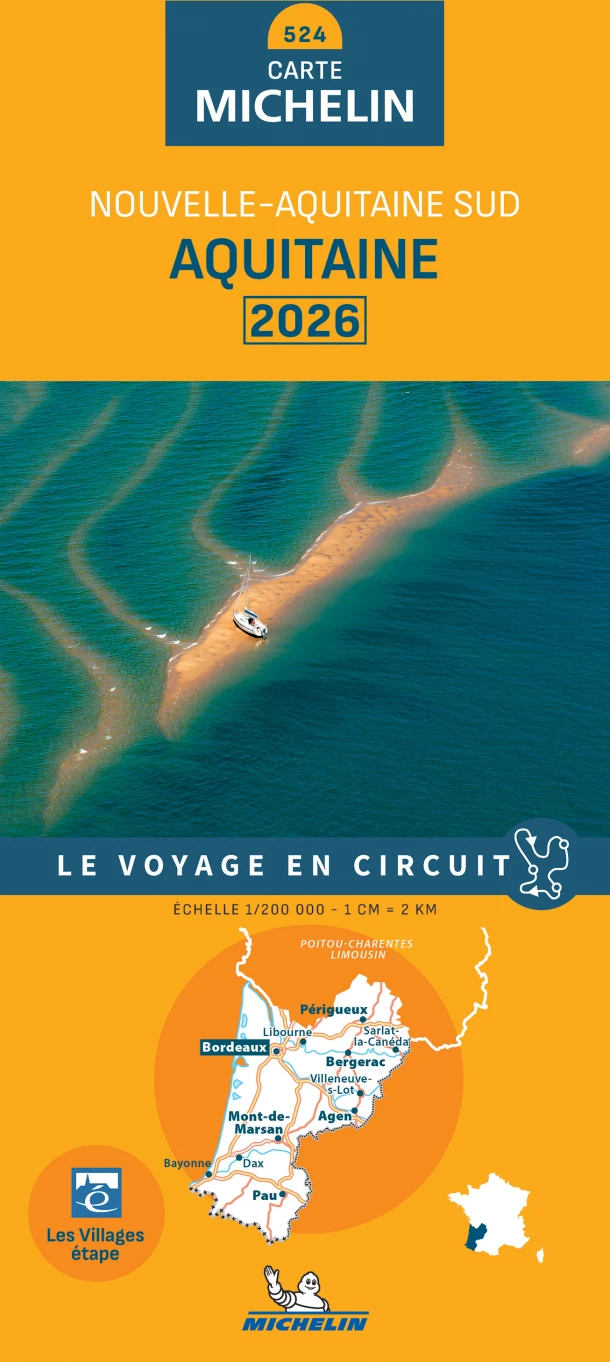 Michelin Wegenkaart 524 Aquitaine 2026 – boek cover