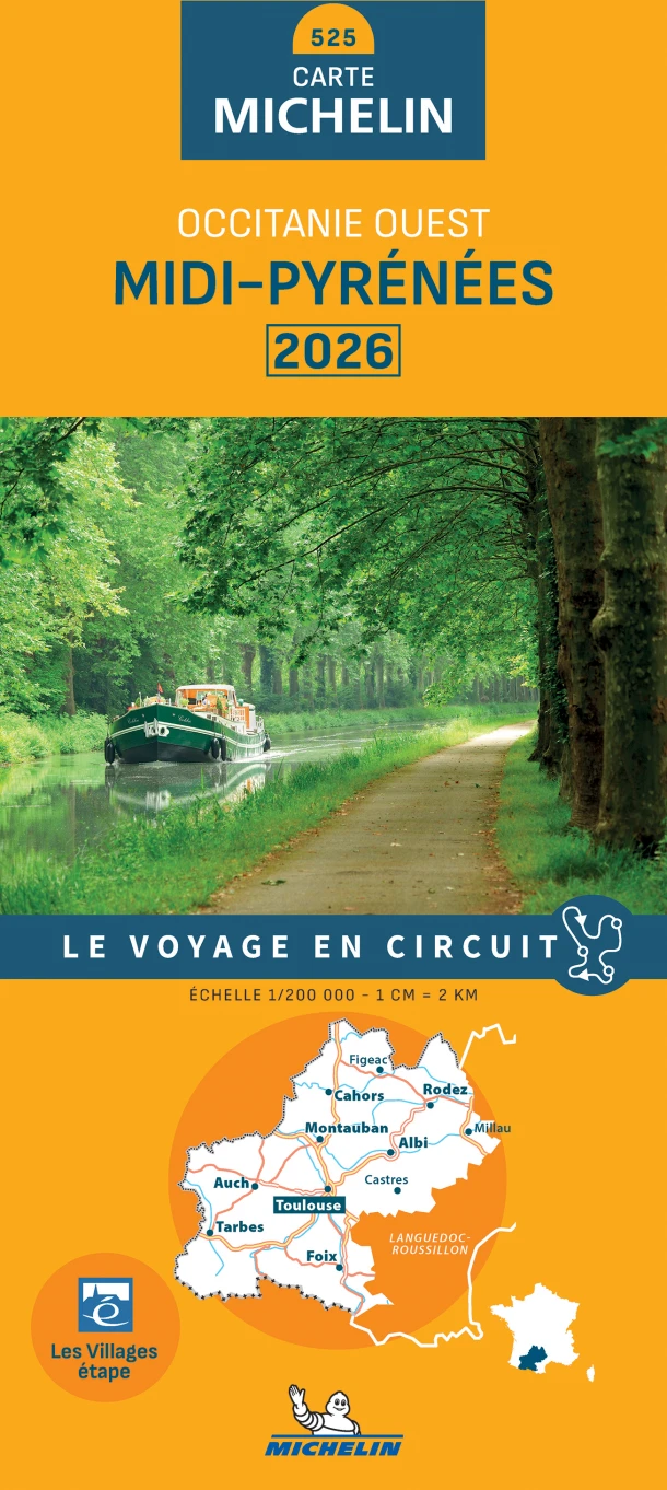 Michelin Wegenkaart 525 Midi-Pyrenees 2026 – boek cover