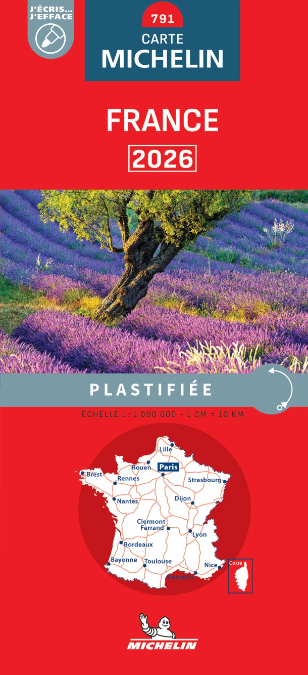 Michelin Wegenkaart 791 Frankrijk geplastificeerd 2026 – boek cover