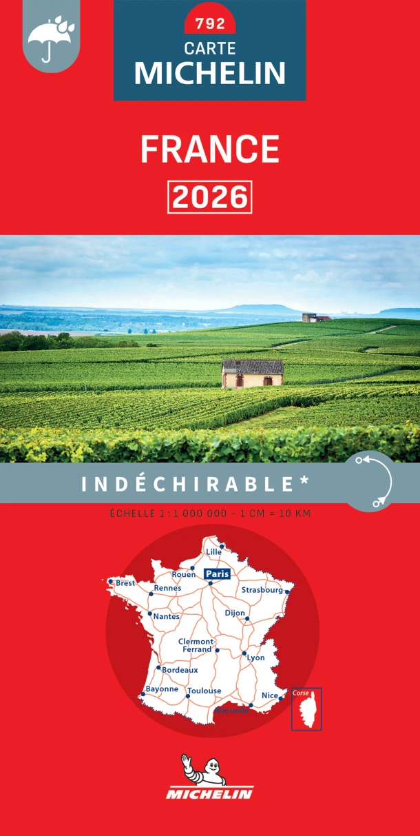 Michelin Wegenkaart 792 Frankrijk scheurvast 2026 – boek cover