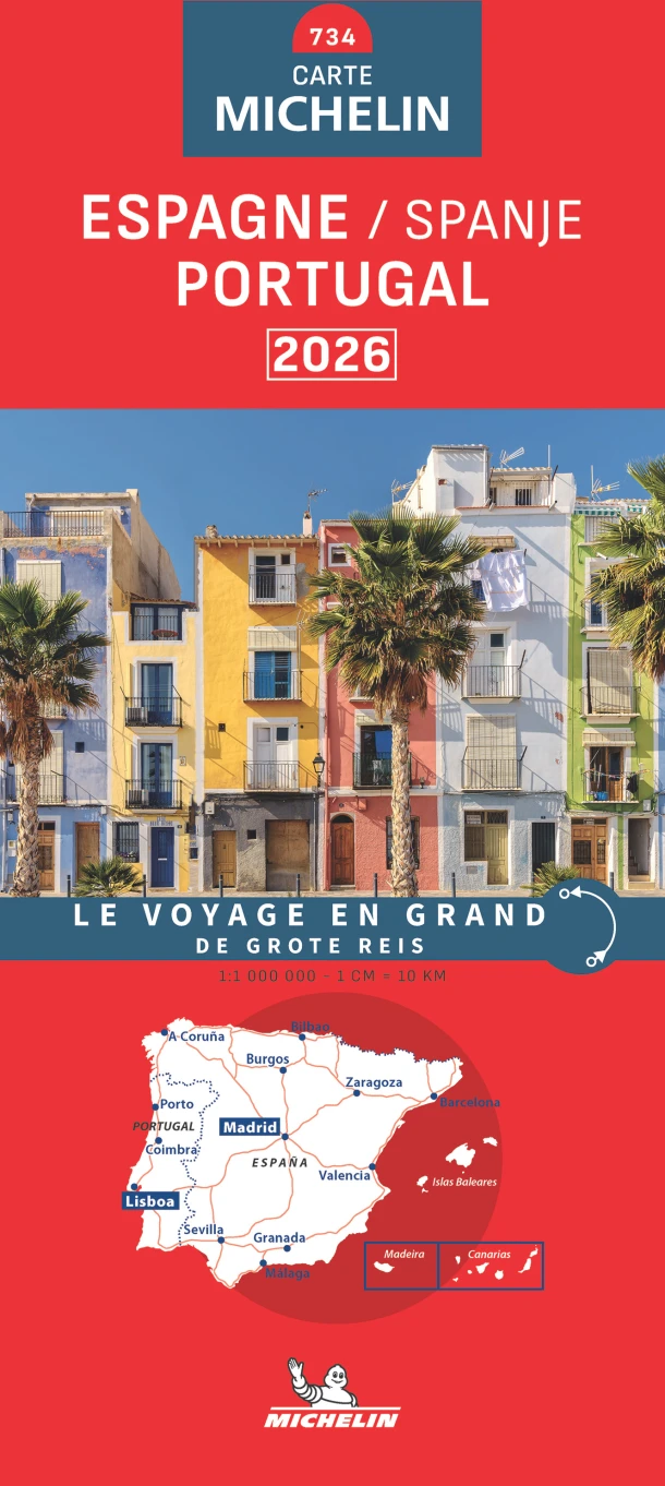 Michelin Wegenkaart 734 Spanje Portugal 2026 – boek cover