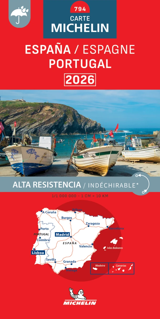 Michelin Wegenkaart 794 Spanje/Portugal scheurvast 2026 – boek cover