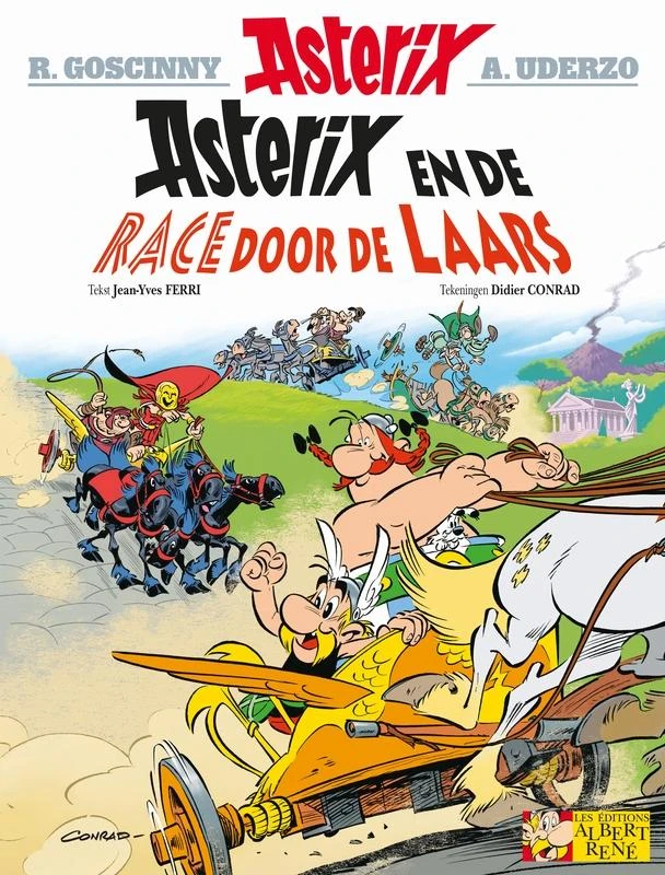 Asterix 37. asterix en de race door de laars – jean-yves ferri – boek cover