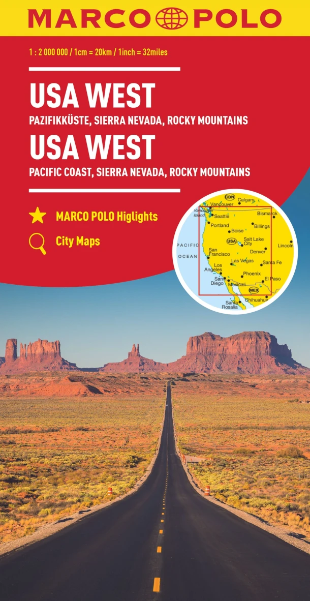 Marco Polo Wegenkaart USA West – boek cover