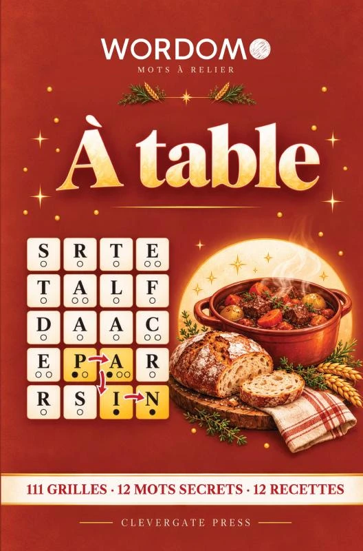 À table - Jeux de lettres gourmands pour adultes – Clevergate Press – boek cover