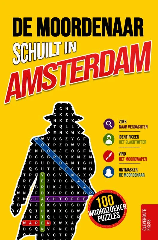 De moordenaar schuilt in Amsterdam – Clevergate Press – boek cover