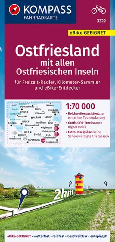 Kompass FK3322 Fietskaart Ostfriesland mit Inseln – boek cover