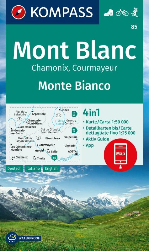 Kompass WK85 Mont Blanc, Chamonix, Courmayeur – boek cover