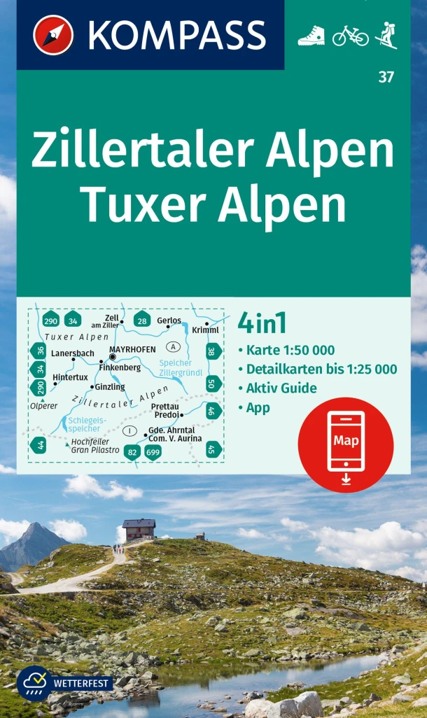 Kompass WK37 Zillertaler Alpen – boek cover