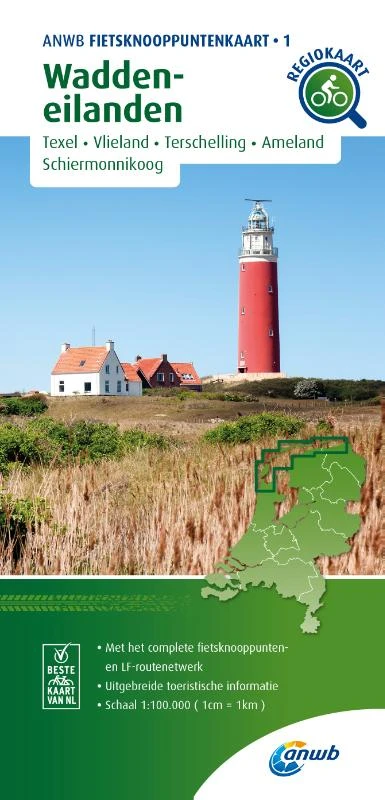 Fietsknooppuntenkaart Waddeneilanden 1:100.000 – ANWB – boek cover