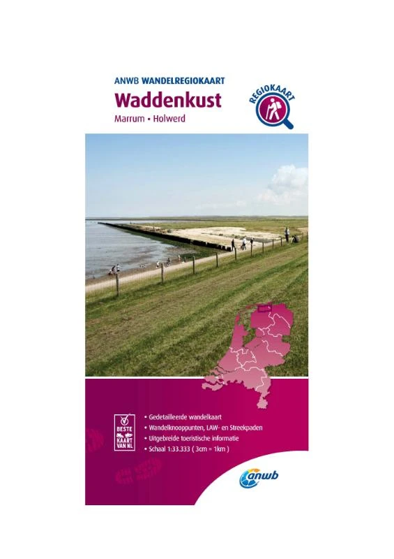 Wandelregiokaart Waddenkust 1:33.333 – ANWB – boek cover