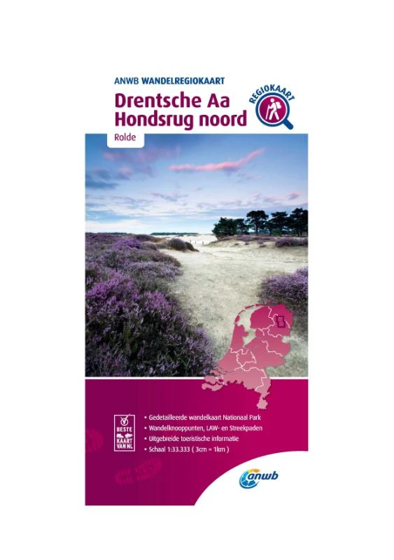 Wandelregiokaart Drentsche Aa, Hondsrug noord 1:33.333 – ANWB – boek cover