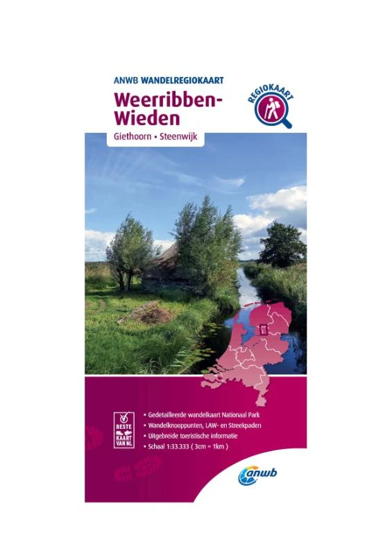 Wandelregiokaart Weerribben-Wieden 1:33.333 – ANWB – boek cover