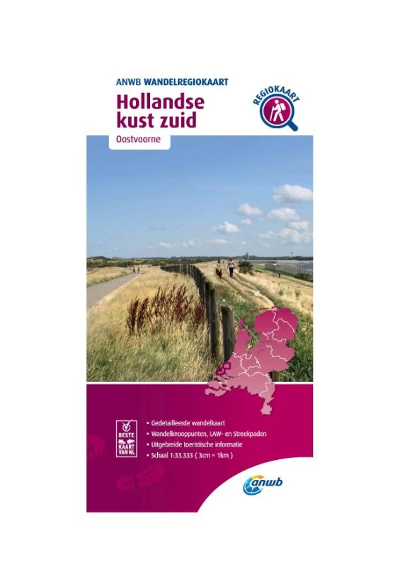 Wandelregiokaart Hollandse Kust zuid 1:33.333 – ANWB – boek cover