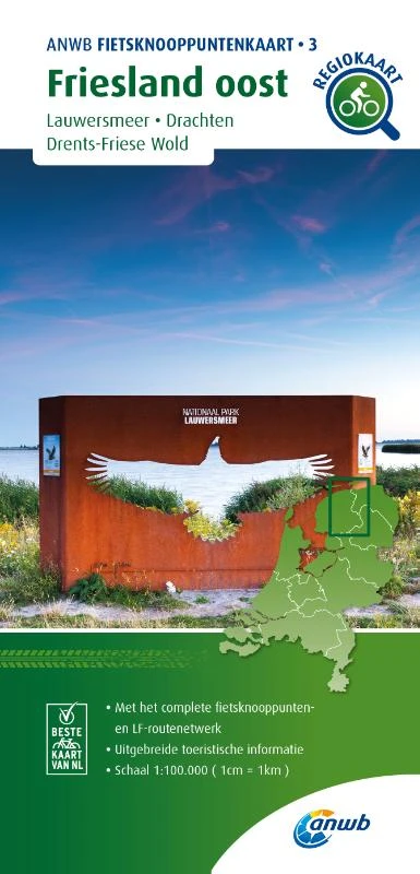 Fietsknooppuntenkaart Friesland oost 1:100.000 – ANWB – boek cover