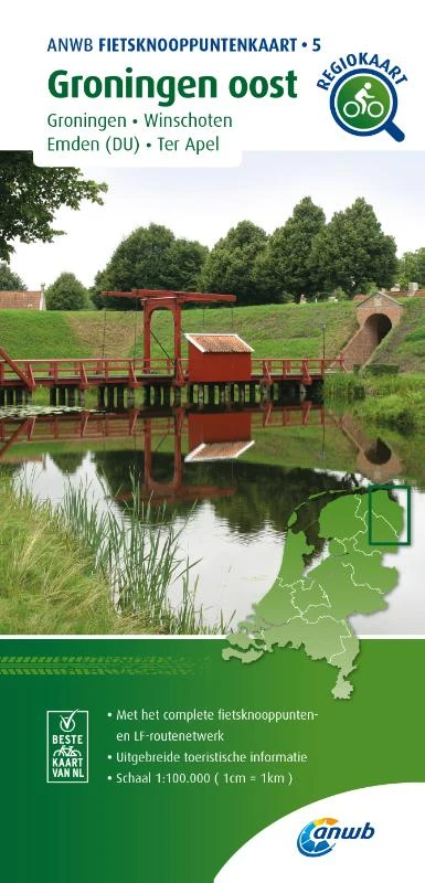 Fietsknooppuntenkaart Groningen oost 1:100.000 – ANWB – boek cover