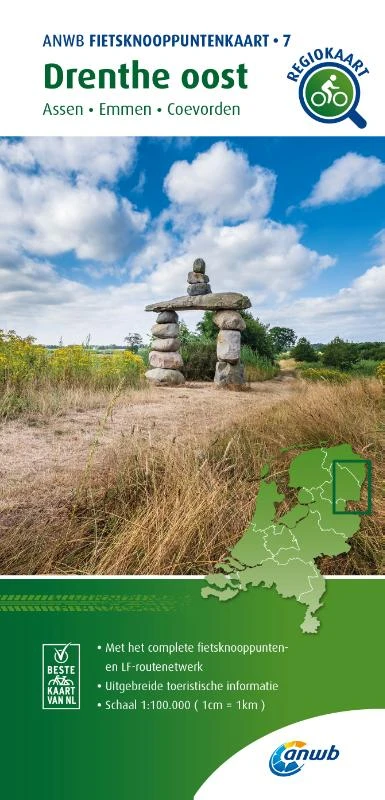 Fietsknooppuntenkaart Drenthe oost 1:100.000 – ANWB – boek cover