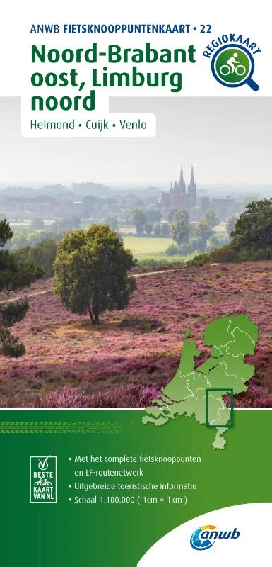 Fietsknooppuntenkaart Noord-Brabant oost, Limburg noord 1:100.000 – ANWB – boek cover