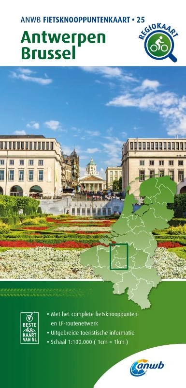 Fietsknooppuntenkaart Antwerpen, Brussel 1:100.000 – ANWB – boek cover
