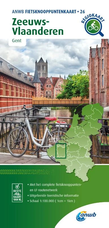 Fietsknooppuntenkaart Zeeuws-Vlaanderen 1:100.000
