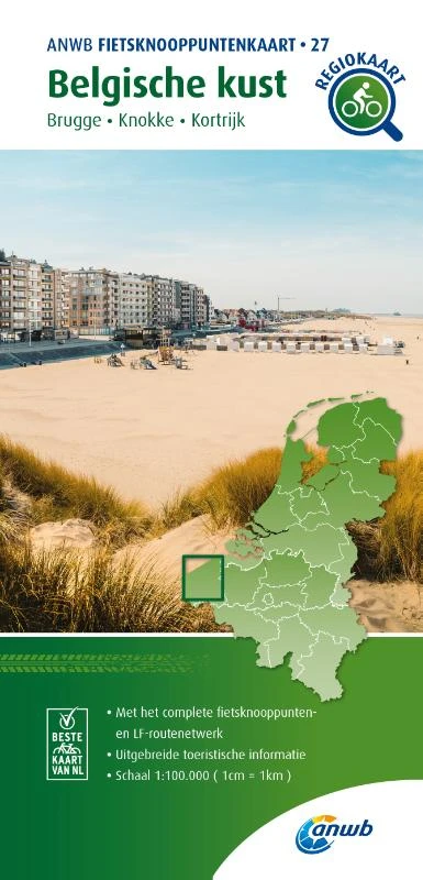 Fietsknooppuntenkaart Belgische kust 1:100.000 – ANWB – boek cover