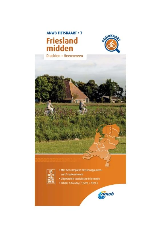 Fietskaart Friesland midden 1:66.666 – ANWB – boek cover