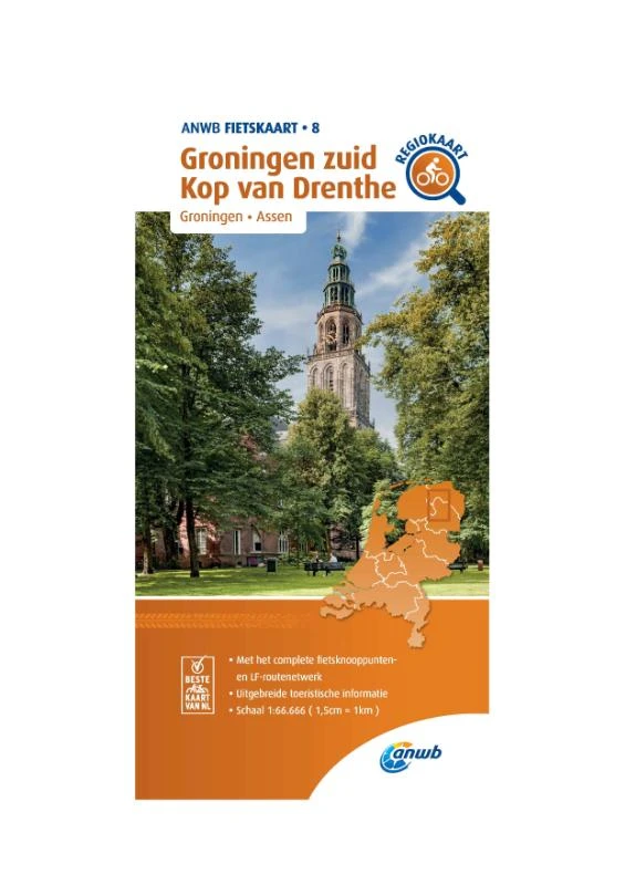Groningen zuid, Kop van Drenthe 1:66.666 – ANWB – boek cover