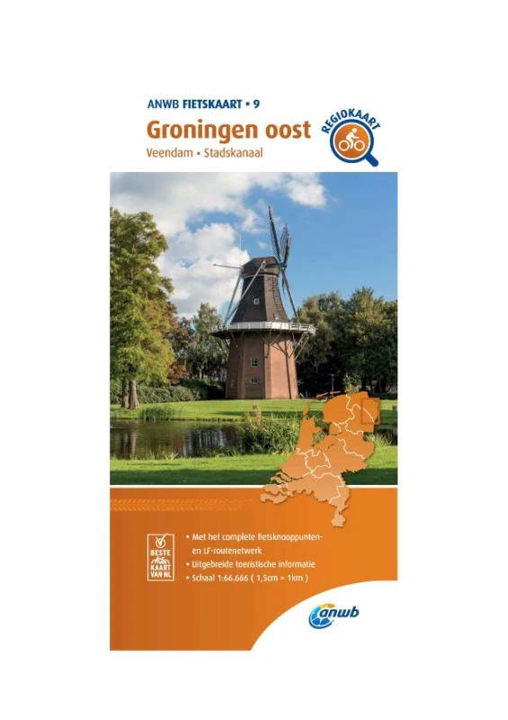 Fietskaart Groningen oost 1:66.666 – ANWB – boek cover