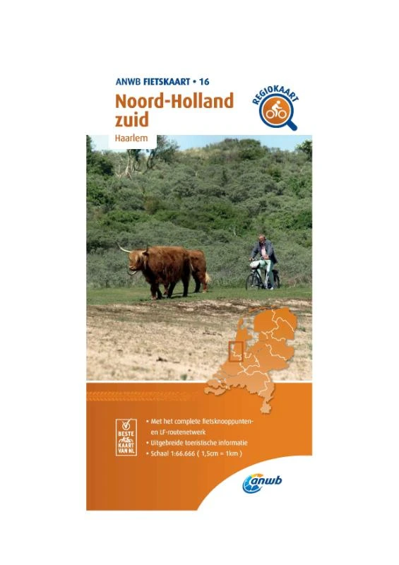 Fietskaart Noord-Holland zuid 1:66.666 – ANWB – boek cover