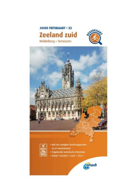 Fietskaart Zeeland zuid 1:66.666