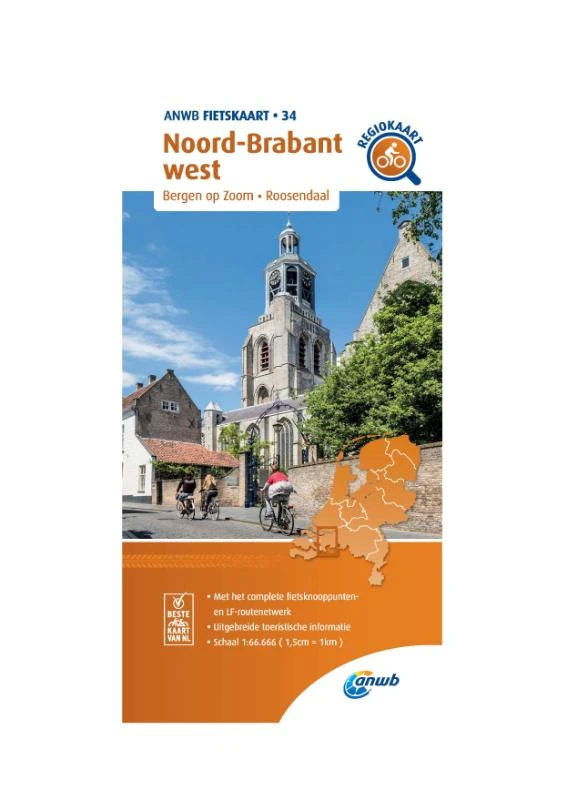 Fietskaart Noord-Brabant west 1:66.666 – ANWB – boek cover