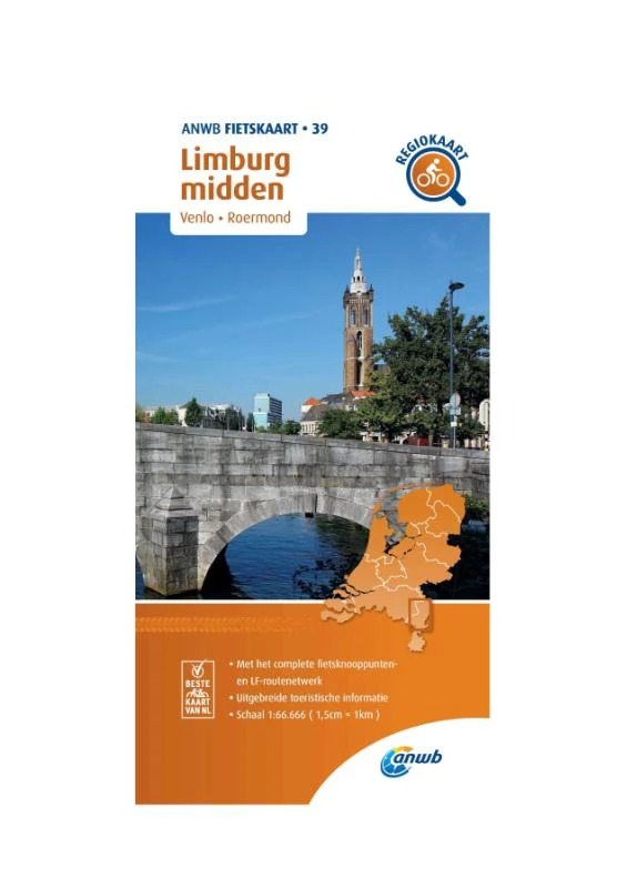 Fietskaart Limburg midden 1:66.666 – ANWB – boek cover