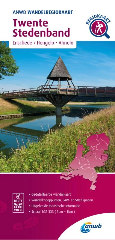 Wandelregiokaart Twente Stedenband / Enschede, Hengelo, Almelo – ANWB – boek cover