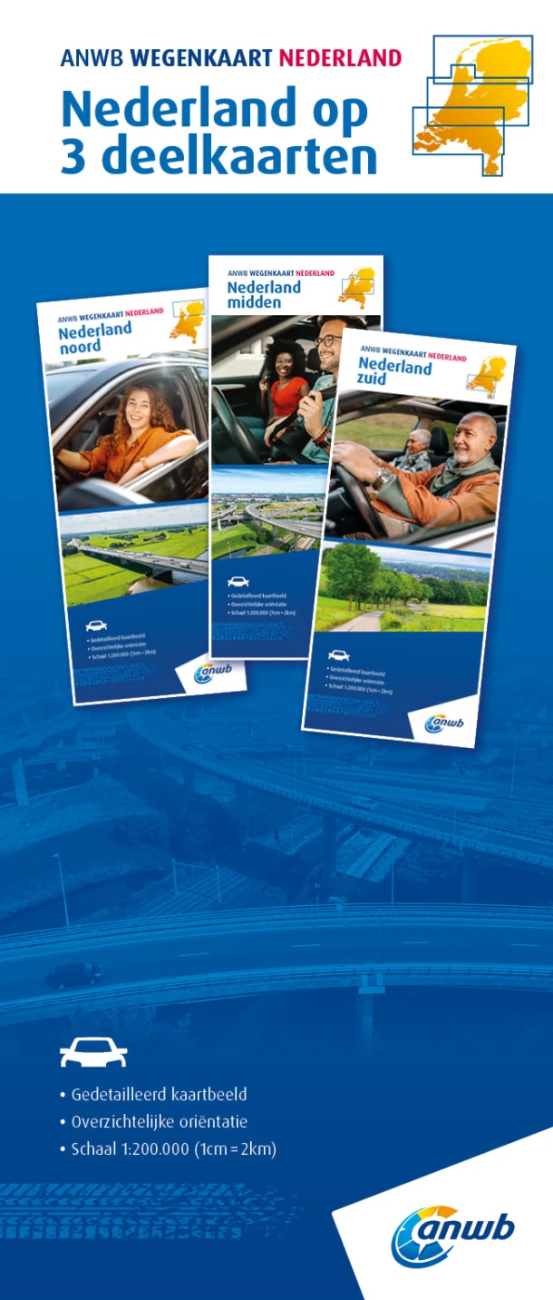 Wegenkaart Nederland Set Noord-Midden-Zuid – ANWB – boek cover