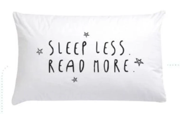 Kussensloop sleep less, read more per 10 stuks – boek cover