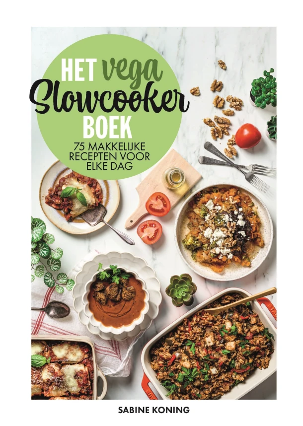 Het vega slowcookerboek – Sabine Koning – boek cover