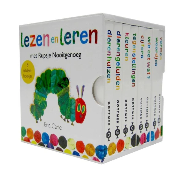 Lezen en leren met Rupsje Nooitgenoeg – Eric Carle – boek cover