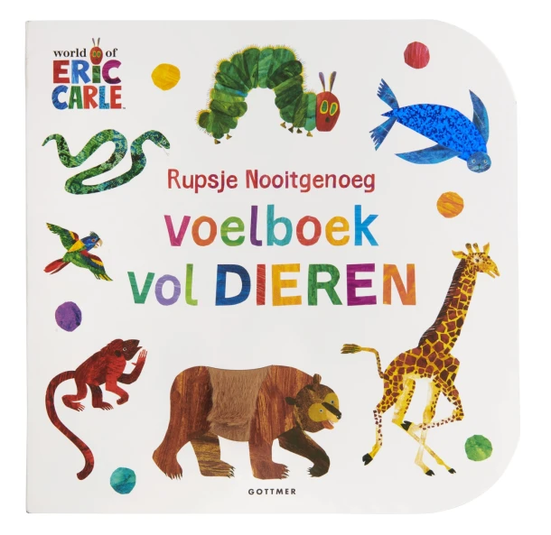 Rupsje Nooitgenoeg Voelboek vol dieren – Eric Carle – boek cover