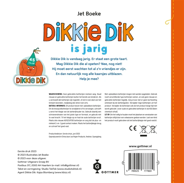 Dikkie Dik is jarig – Jet Boeke – boek cover