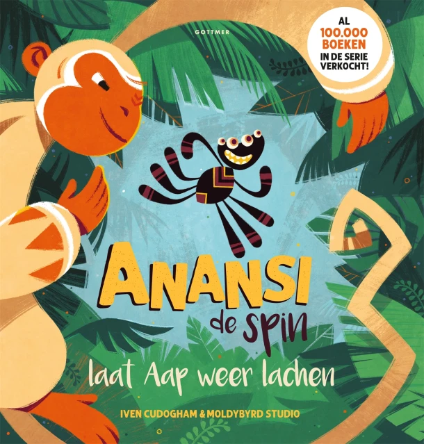 Anansi de spin laat Aap weer lachen – Iven Cudogham – boek cover