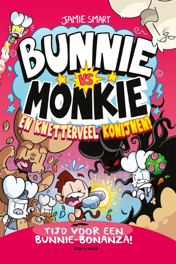 Bunnie vs Monkie en knetterveel konijnen! – Jamie Smart – boek cover
