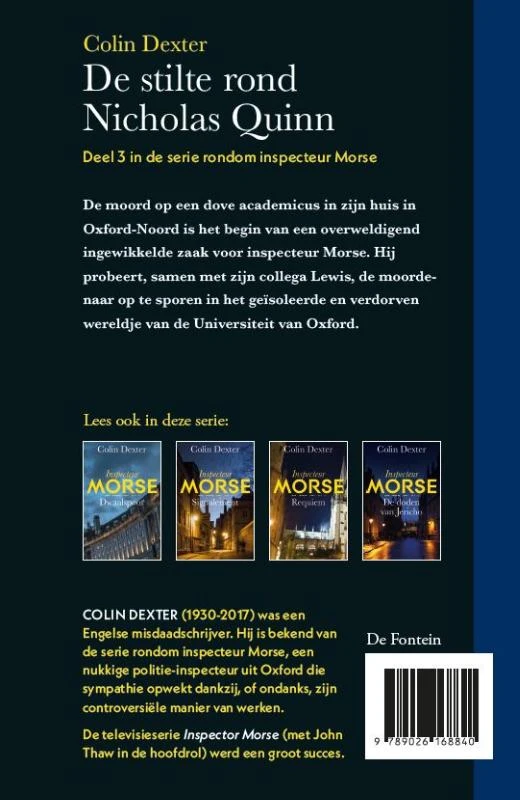 De stilte rond Nicholas Quinn – Colin Dexter – boek cover