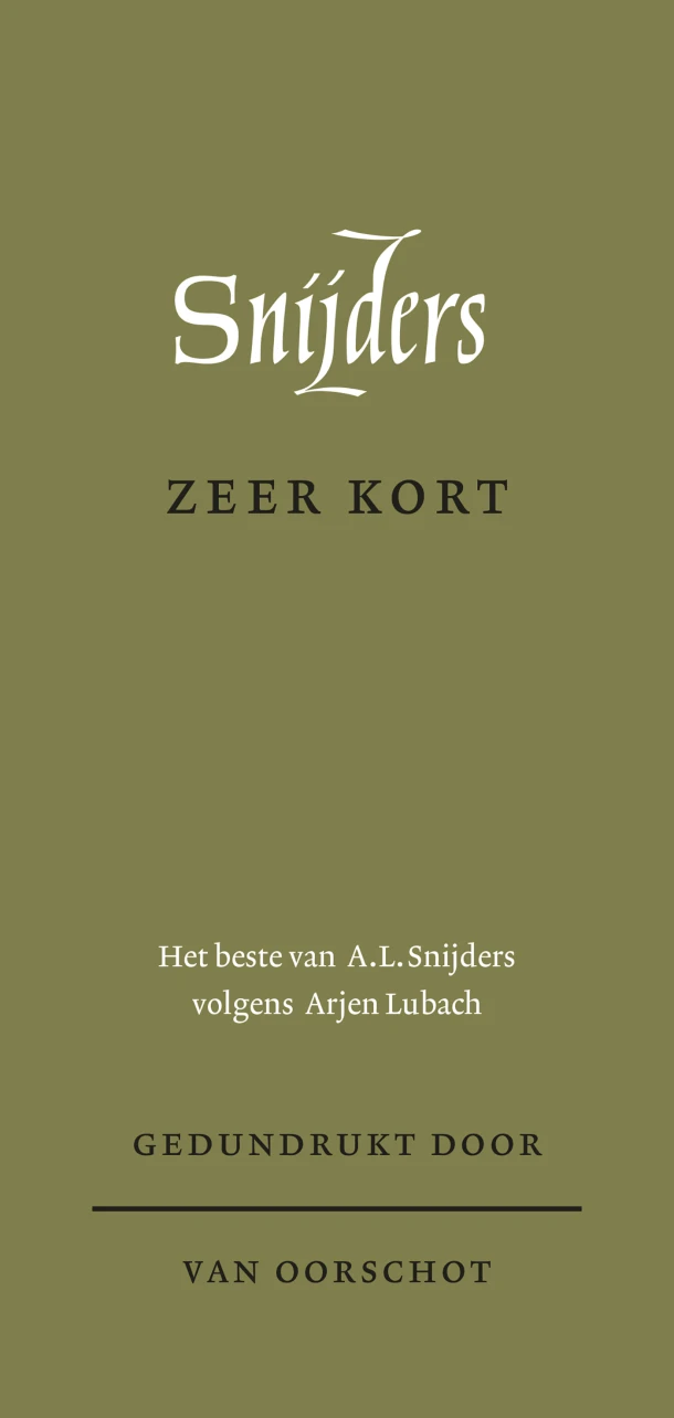 Zeer kort – A.L. Snijders – boek cover