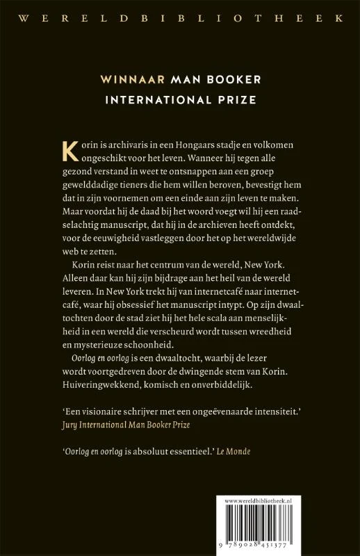 Oorlog en oorlog – Laszlo Krasznahorkai – boek cover