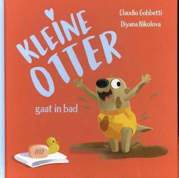 Kleine Otter gaat in bad