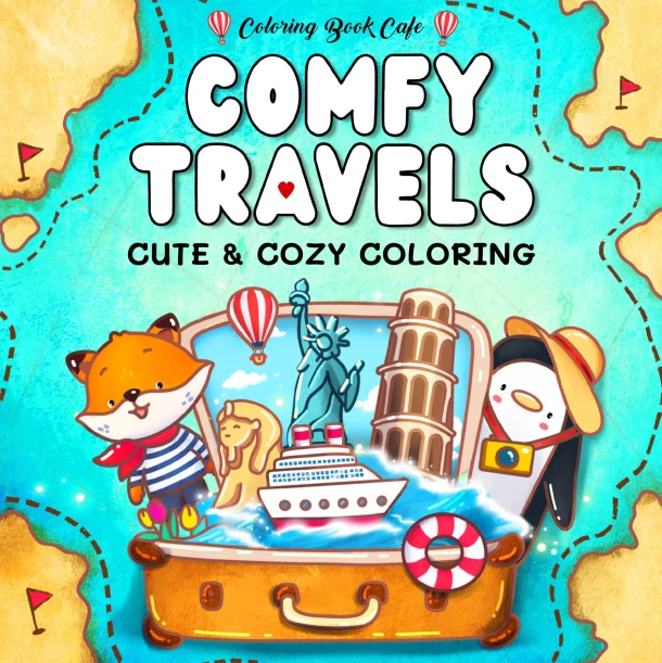 Comfy travels - Coloring book cafe – Rebo Productions B.V. – boek cover