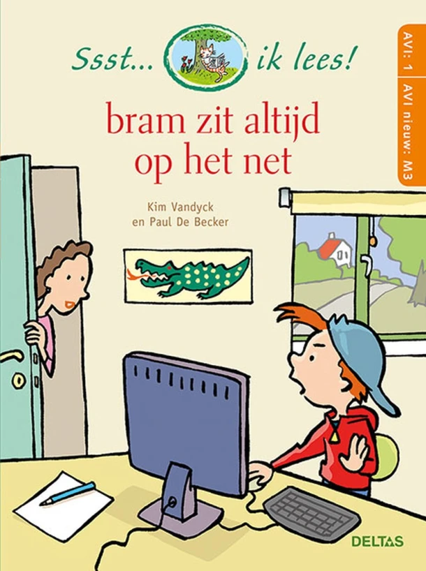 Ssst... ik lees! Bram zit altijd op het net (AVI 1 - AVI nieuw M3) – Kim VANDYCK – boek cover