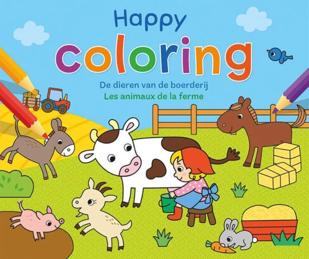 Happy Coloring - De dieren van de boerderij / Happy Coloring - Les animaux de la ferme – ZNU – boek cover