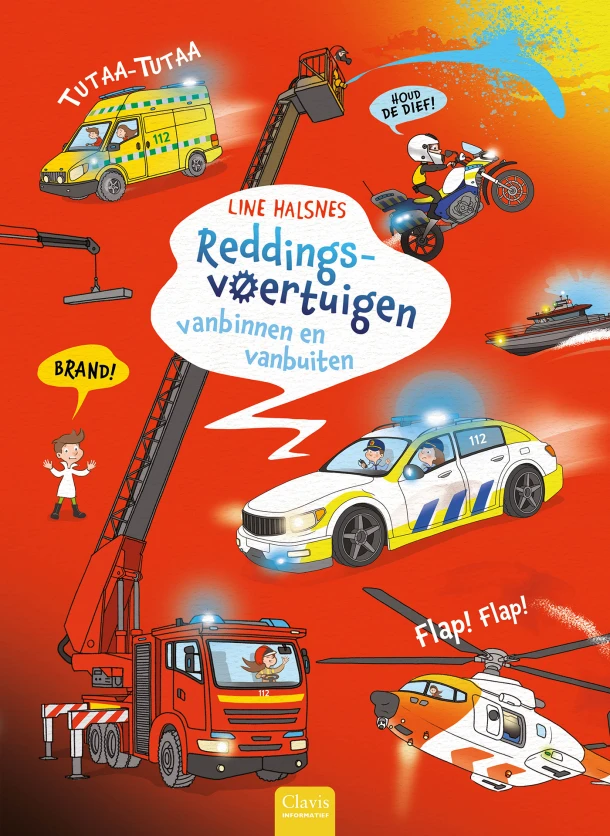 Reddingsvoertuigen vanbinnen en vanbuiten – Line Halsnes – boek cover
